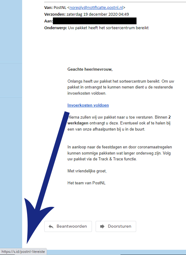 Is this email from PostNL or not?
