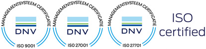 ISO 9001, ISO 27001 en ISO 27701 gecertificeerd