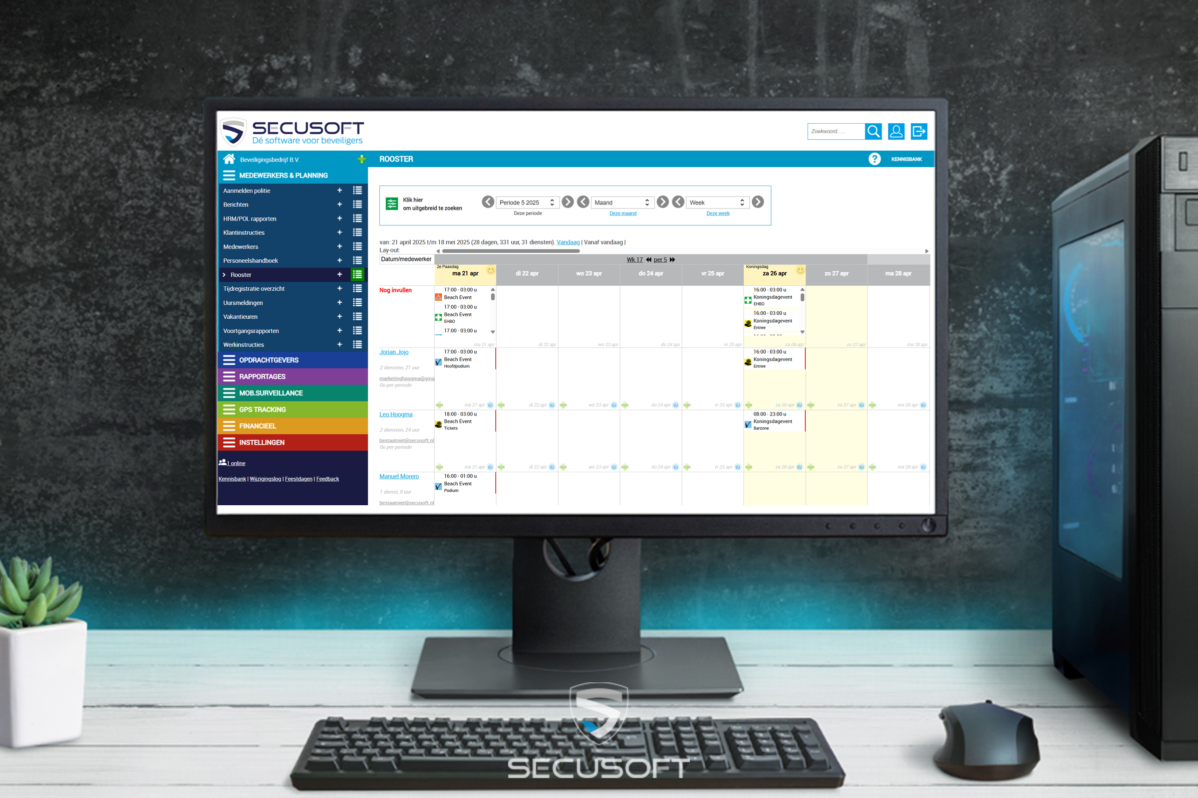 Planningssoftware evenementenbeveiliging Secusoft