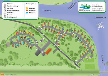 English map with layout of Camperpark Landgoed Winschoterzijl Camperpark Landgoed Winschoterzijl Oldambt