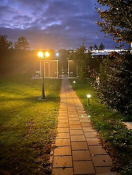 lighting on the path to the toilet building Camperpark Landgoed Winschoterzijl Oldambt